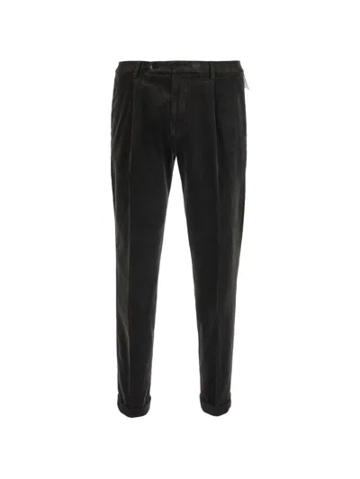 Michael Coal Pleated Corduroy Trousers In Black