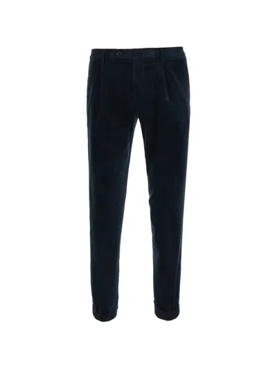 Michael Coal Pleated Corduroy Trousers In Blue