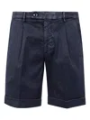 Michael Coal Pleated Cuffed Shorts In Blue