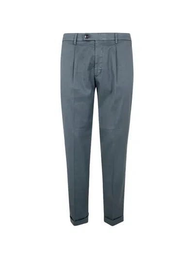 Michael Coal Pleated Linen Trousers In Blue