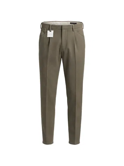 Michael Coal Pleated Tapered Trousers In Green