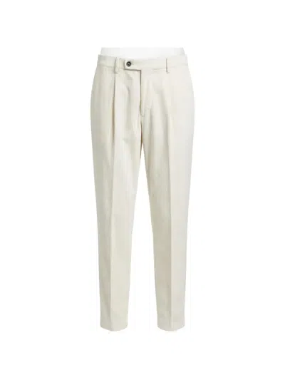 Michael Coal Pleated Trousers In White