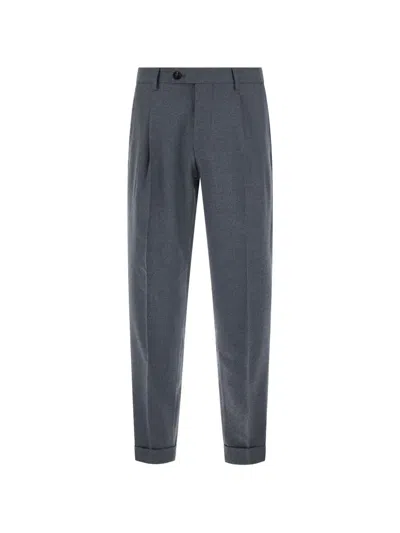 Michael Coal Pleated Turn-up Trousers In Gray