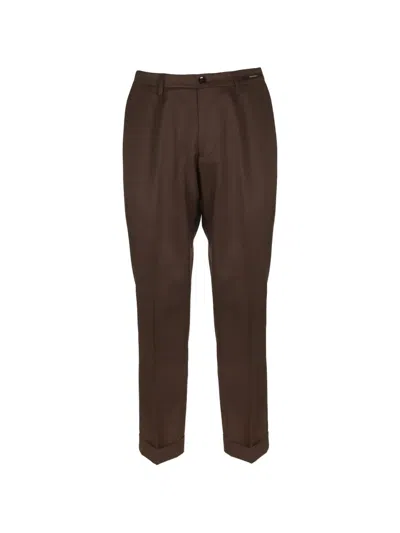 Michael Coal Pleated Turn-up Trousers In Brown