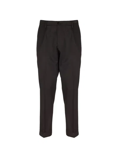 Michael Coal Pleated Turn-up Trousers In Black