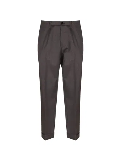 Michael Coal Pleated Turn-up Trousers In Gray