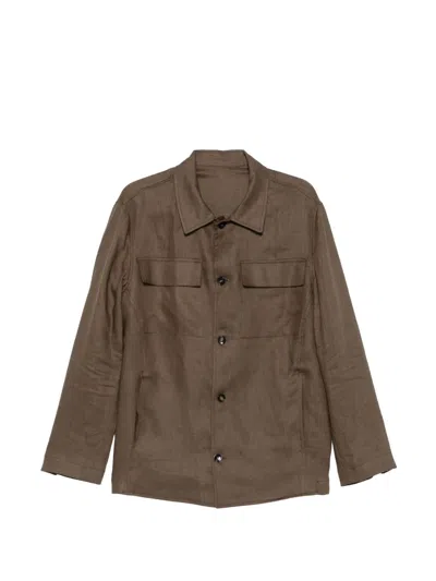 Michael Coal James Pocket Button-fastening Overshirt In Brown