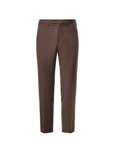 Michael Coal Pressed-crease Tailored Trousers In Brown