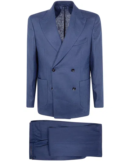 Michael Coal Pure Linen Suit In Blue