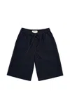Michael Coal Seersucker Drawstring Shorts In Blue