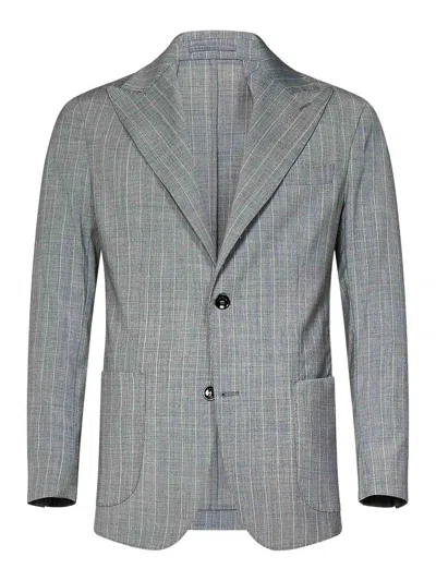 Michael Coal Single-breasted Blazer In Gray Wool Blend