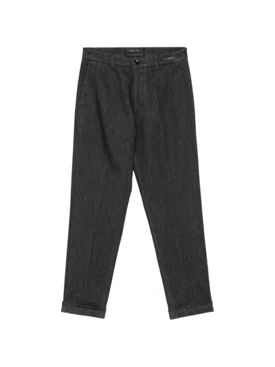 Michael Coal Straight-leg Turn-up Trousers In Black
