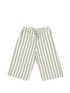 Michael Coal Striped Drawstring Trousers In Green