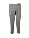 Michael Coal Structured Brown Trousers With Classic Checkered Pattern In Multi