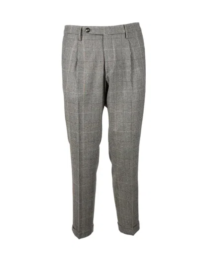 Michael Coal Structured Brown Trousers With Classic Checkered Pattern In Multi