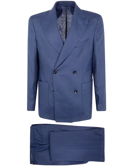 Michael Coal Suit Pure Linen Austin In Blue