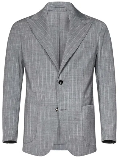 Michael Coal Tailored Single-breasted Blazer With Peak Lapels In Gray