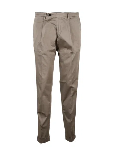 Michael Coal Turquoise Slim Fit Cotton Stretch Trousers In Brown