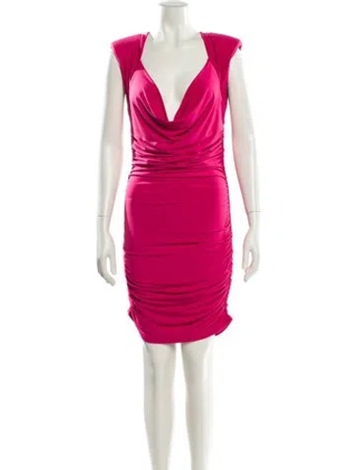 Pre-owned Michael Costello Cowl Neck Mini Dress In Pink