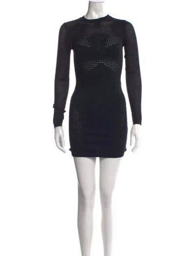 Pre-owned Michael Costello Crew Neck Mini Dress In Black