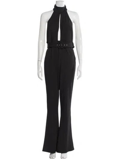 Pre-owned Michael Costello Halterneck Jumpsuit In Black