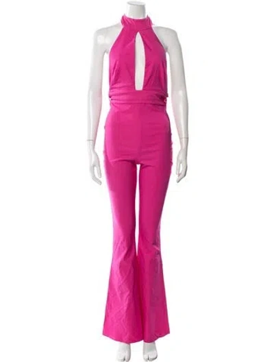 Pre-owned Michael Costello Halterneck Jumpsuit In Pink