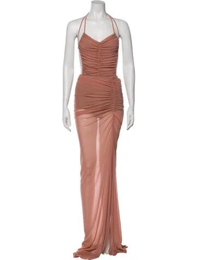 Pre-owned Michael Costello Halterneck Long Dress W/ Tags In Pink