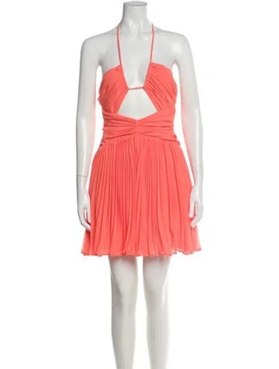 Pre-owned Michael Costello Halterneck Mini Dress In Orange