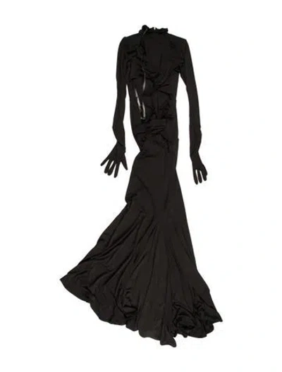 Pre-owned Michael Costello Mock Neck Long Dress W/ Tags In Black