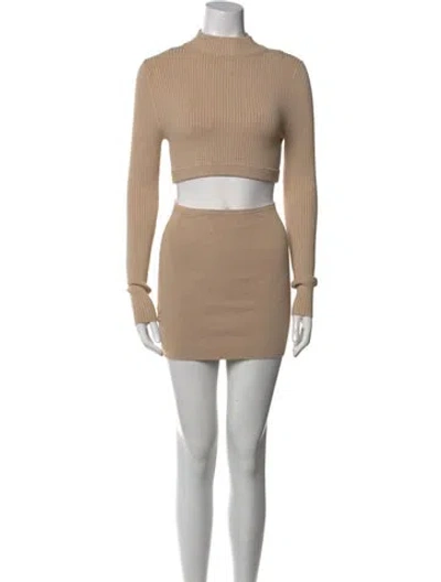 Pre-owned Michael Costello Mock Neck Mini Dress In Neutral