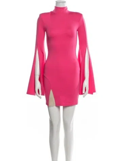 Pre-owned Michael Costello Mock Neck Mini Dress In Pink