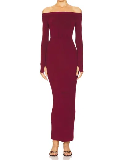 Michael Costello X Revolve Off Shoulder Bodycon Maxi Dress In Maroon