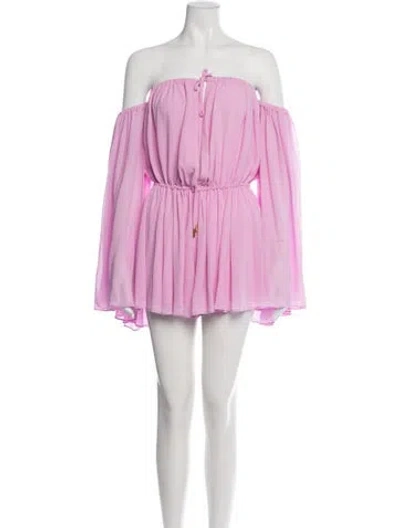 Pre-owned Michael Costello Off-the-shoulder Romper W/ Tags In Purple