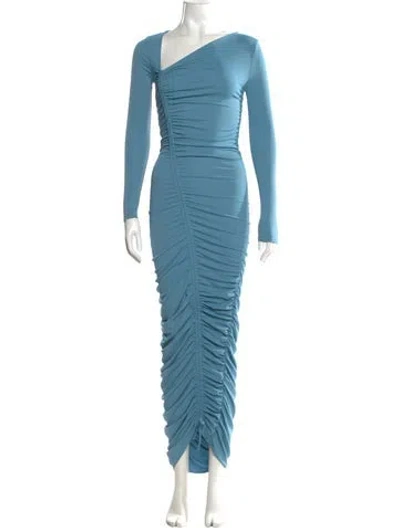 Pre-owned Michael Costello One-shoulder Long Dress In Blue