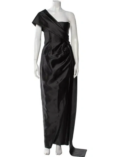 Pre-owned Michael Costello One-shoulder Long Dress In Gray