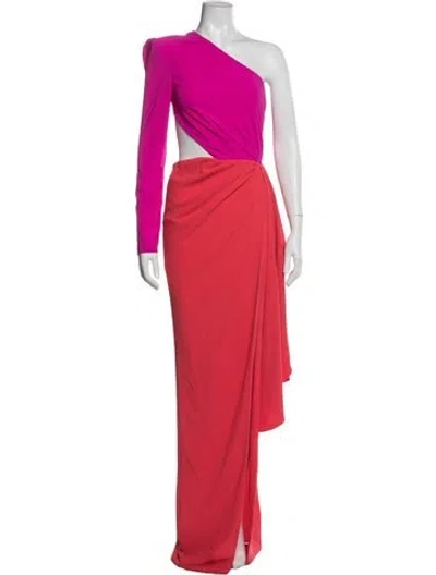 Pre-owned Michael Costello One-shoulder Long Dress In Pink