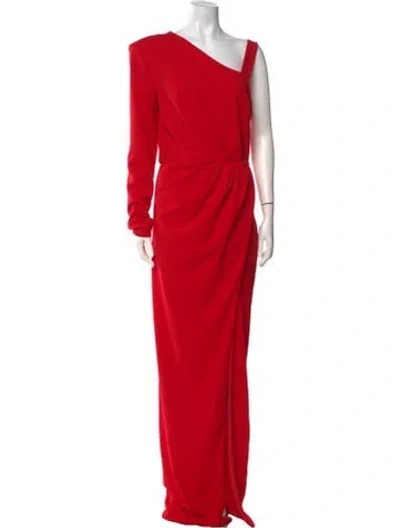 Pre-owned Michael Costello One-shoulder Long Dress In Red