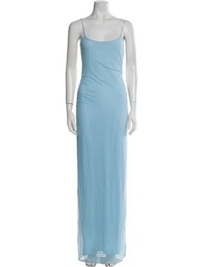 Pre-owned Michael Costello Square Neckline Long Dress In Blue