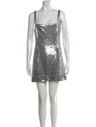 Pre-owned Michael Costello Square Neckline Mini Dress In Multi