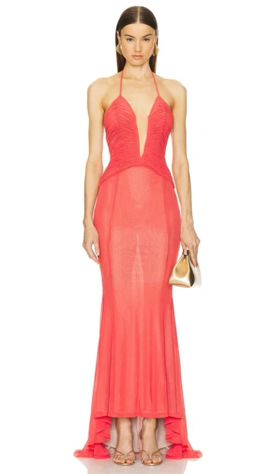 Michael Costello Sunset Gown In Coral