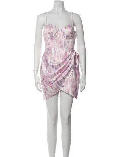 Pre-owned Michael Costello Tie-dye Print Mini Dress In Pink