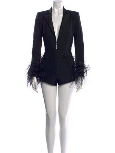 Pre-owned Michael Costello V-neck Jumpsuit In Black