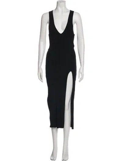 Pre-owned Michael Costello V-neck Long Dress In Black