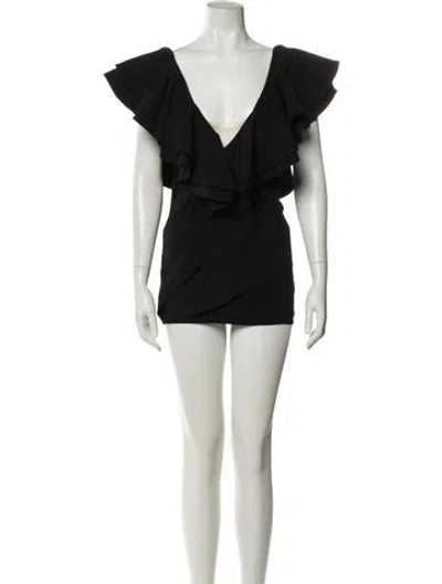 Pre-owned Michael Costello V-neck Mini Dress In Black