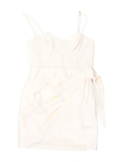 Pre-owned Michael Costello V-neck Mini Dress In Neutrals