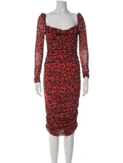Pre-owned Michael Costello X Revolve Animal Print Midi Length Dress In Multi