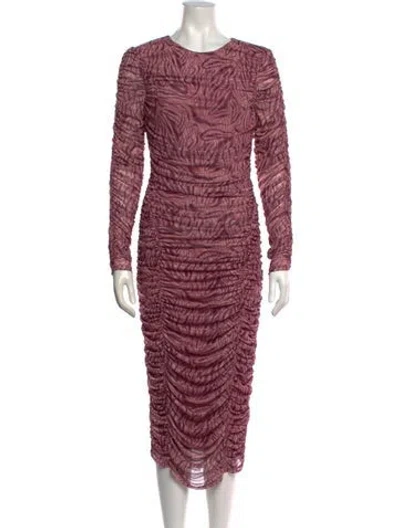 Pre-owned Michael Costello X Revolve Animal Print Midi Length Dress In Neutral