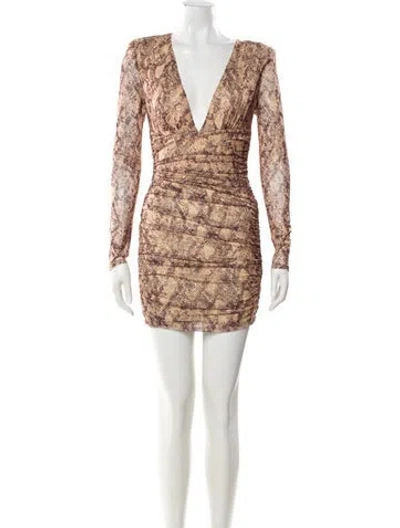 Pre-owned Michael Costello X Revolve Animal Print Mini Dress In Brown