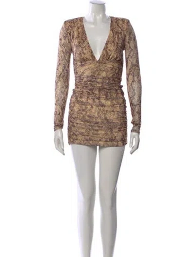 Pre-owned Michael Costello X Revolve Animal Print Mini Dress In Brown
