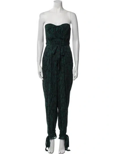 Pre-owned Michael Costello X Revolve Animal Print Strapless Jumpsuit In Black